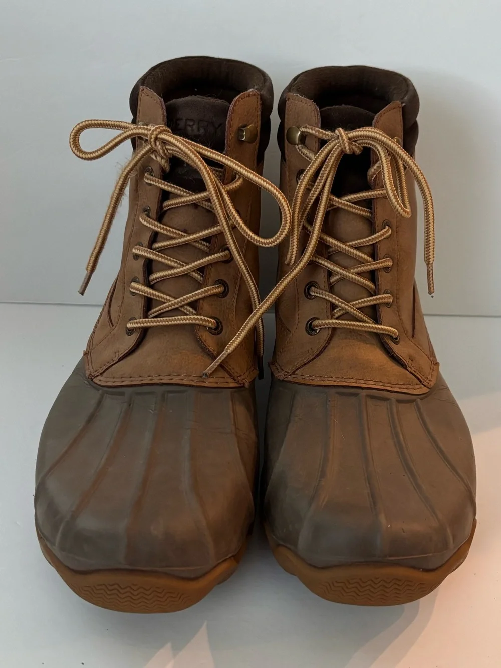 Men's Sperry Brown Duck Boots - Waterproof Lace-Up Outdoor Shoes Sz 10